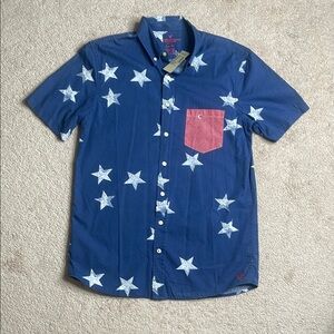 American Eagle Outfitters Blue and Red Casual Button Down Shirt